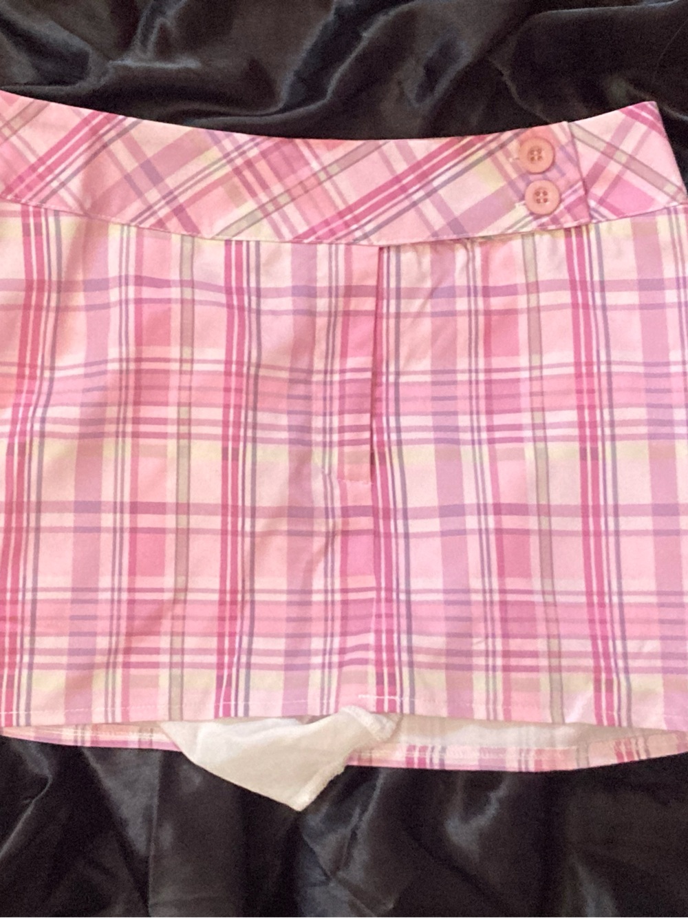 Magenta plaid mini skirt
